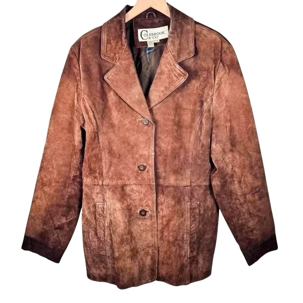 Vintage Colebrook & Co. Size Large Women Leather Suede Jacket Brown